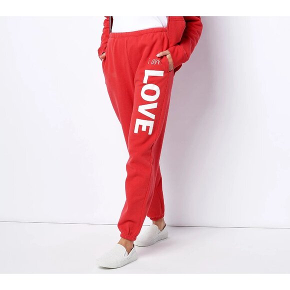 Peace Love World Regular Love 2 Love Fleece Pant Red XX-Small A477831 - Picture 1 of 1